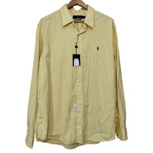 Ralph Lauren Yellow Feather‎ Weight Twill Long Sleeve Button-down Dress Shirt